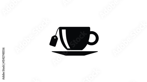 Teacup Icon: Minimalist Black and White Teacup Illustration