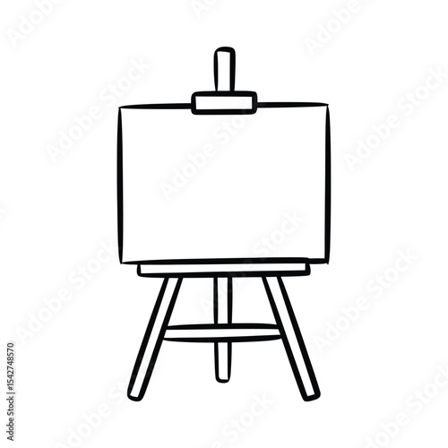 Simple Line Drawing of an Easel with Blank Canvas