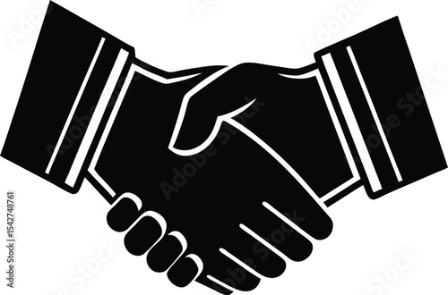 Black Handshake Silhouette On White Background

