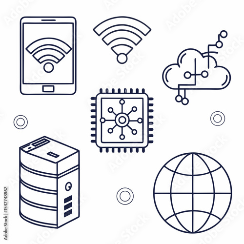 Minimal Tech & Internet Icons – Outline Vector Set