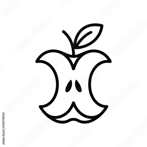Apple core outline icon simple vector illustration on white background