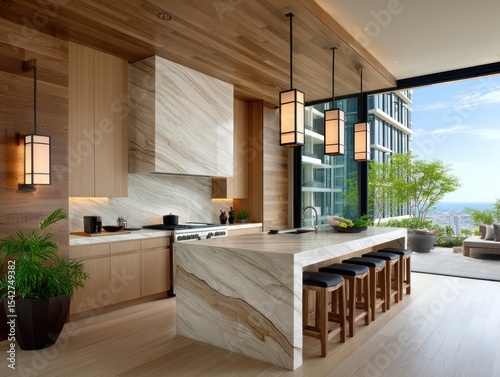 Modern, luxurious kitchen with city views (2)