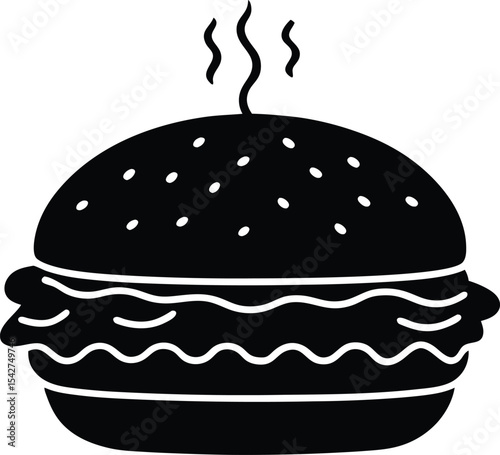 Hot Burger Vector Silhouette Art Icon
