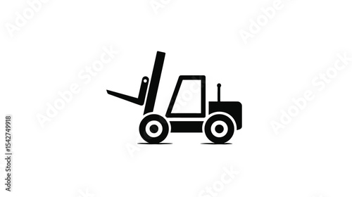 Forklift Icon: Black and White Vector Graphic for Logistics and Warehouse Use