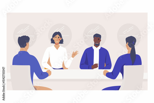Diverse Business Team Meeting in Modern Office Discussing Strategy and Ideas for Success and Collaboration in a Professional Setting