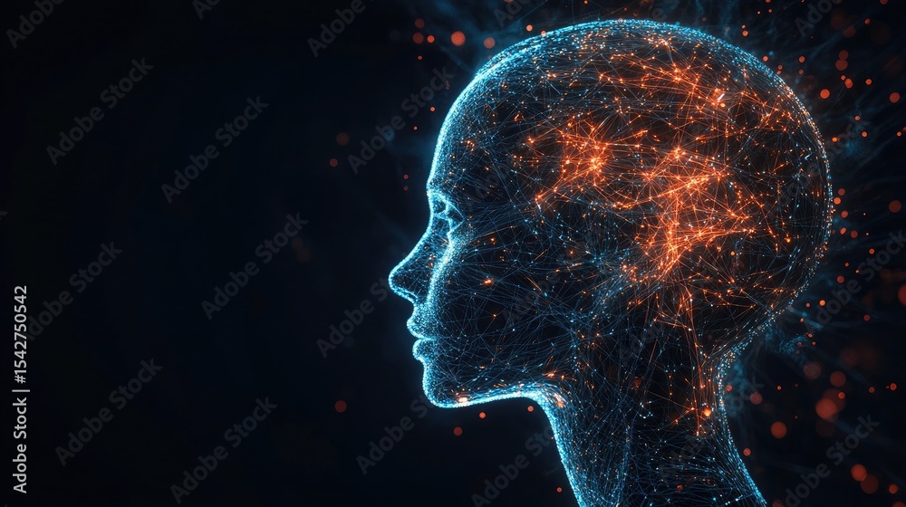 Artificial Intelligence Brain Connections Digital Head Silhouette AI Neural Network Future Technology Deep Learning Artificial Intelligence Brain Connections Digital Head Silhouette AI Neural Network Future Technology Deep Learning