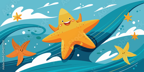 Starfish gracefully rides ocean currents amidst swaying sea kelp a captivating underwater scene showcasing marine life and natural beauty