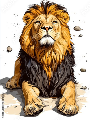 Majestic African Lion Powerful King of the Jungle Illustration