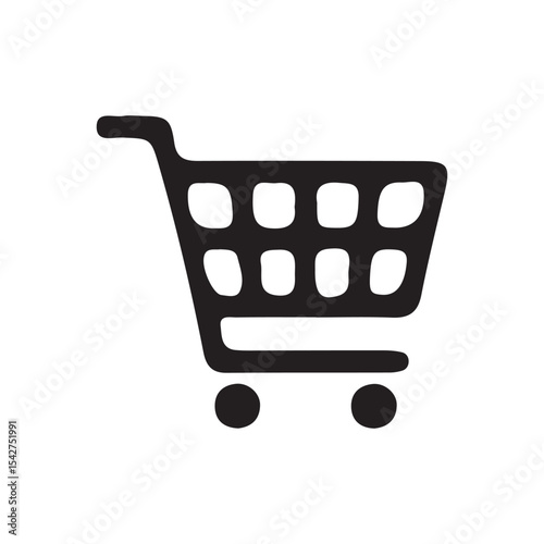 Black Line Retail Trolley Icon – Digital Store Symbol. vector illustration