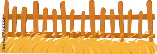 Minimal Fence with Bush vector border for garden, landscape, spring, and nature decoration