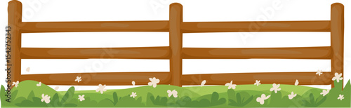 Flat Fence with Grass Base vector border for garden, landscape, spring, and nature decoration