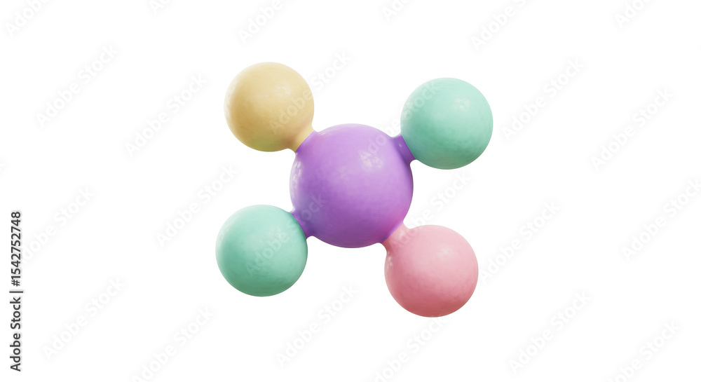 Molecule Model with Pastel Spheres Isolated on Black Molecule Model with Pastel Spheres Isolated on Black