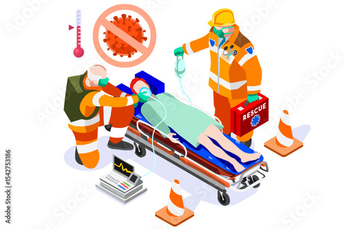 Healthcare Professional Measuring Vital Signs of Virus-Infected Patient – Medical Examination Illustration