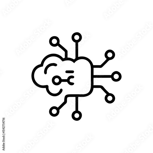 Outline of a cloud connected to a circuit board with round connectors