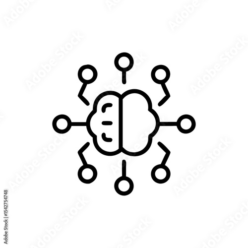 Illustration of a brain connected to nodes representing ai network links