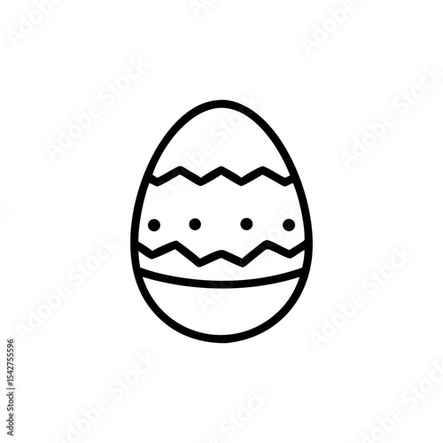 Outline easter egg with zigzag and dot pattern in black and white style