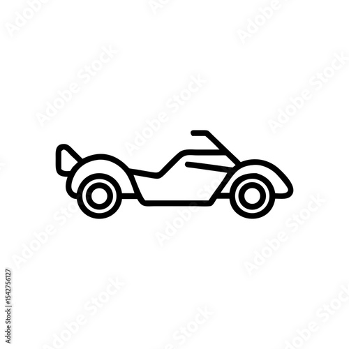 Illustration of a minimalist black outline of a three wheeled vehicle