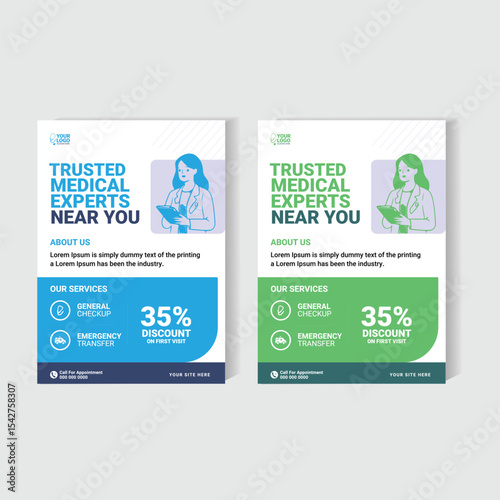 Modern Medical Flyer Template | Healthcare Promotion | 35% Discount Offer