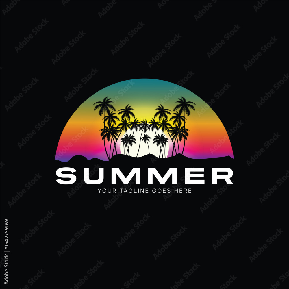 Fototapeta premium Summer time emblem or logo or label or t-shirt vector image