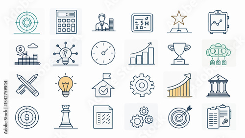 Business and Finance Line Icons Set
