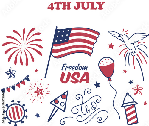 Festive 4th of July Celebration with American Flag