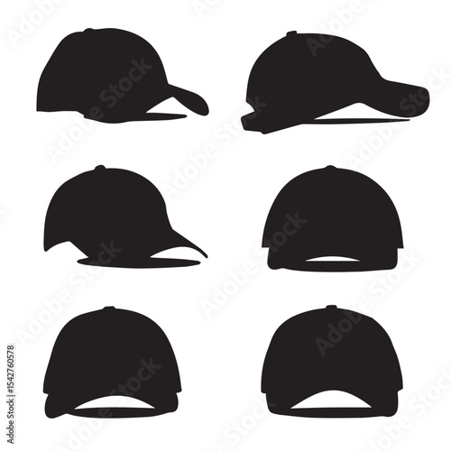 baseball cap silhouette set, Black & White silhouette set