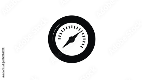 Speedometer Icon: Simple Black and White Gauge Design