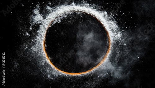 Flour ring on black backdrop