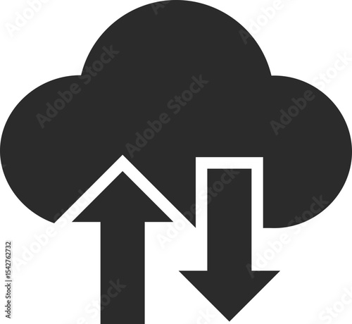 cloud server upload download icon for computer and networking icons in dark grey and clear background editable vector illustration