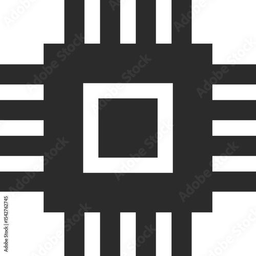 computer processor icon for computer and networking icons in dark grey and clear background editable vector illustration