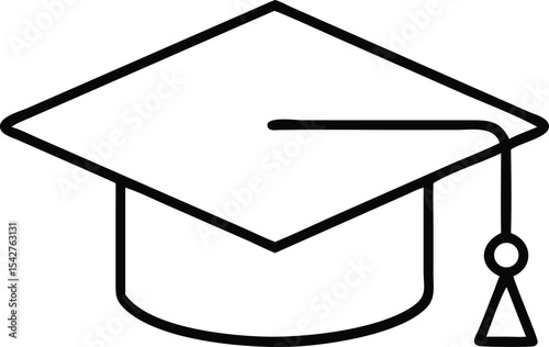 Minimalist Graduation Cap Icon – Academic Success & Education Line Art