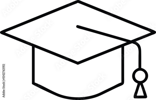 Classic Graduation Cap Outline – Academic Success & Ceremony Symbol