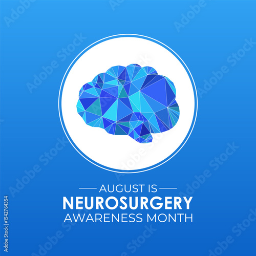 Celebrate Neurosurgery Awareness Month this August. Treating complex brain, spine, and nerve conditions. A concept for healthcare and medicine. Banner poster, flyer and background design template.