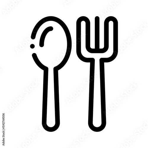 spoon and fork line icon