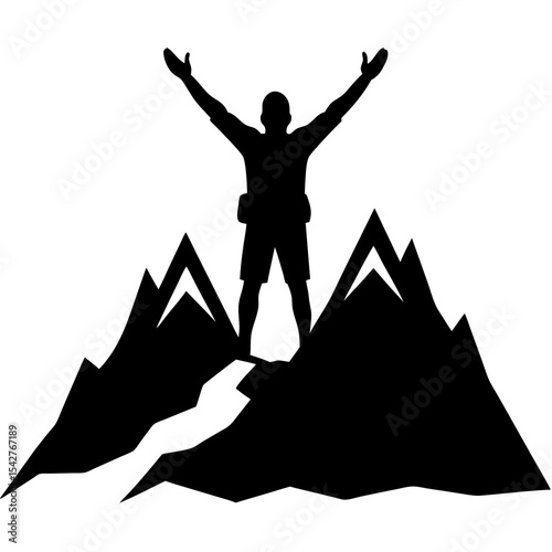 Mountain hiking silhouette of person ideal for outdoors climbing success themed art