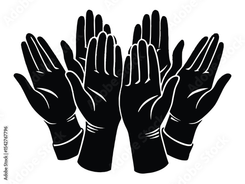 Human hands vector silhouettes and illustrations with various finger gestures, perfect for icons and symbols