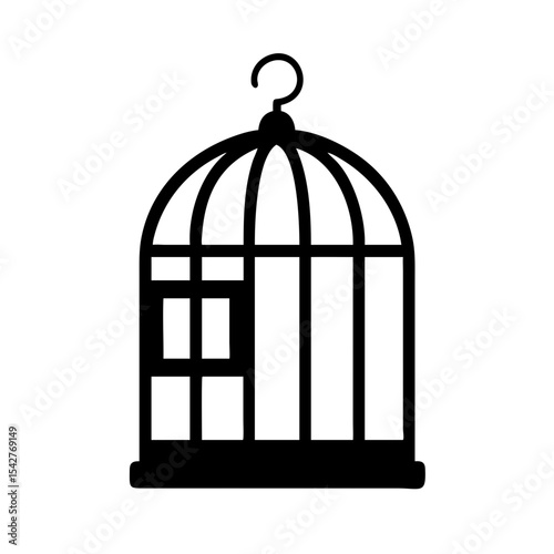 Bird cage clipart vector for pet bird care, aviary, or vintage home art