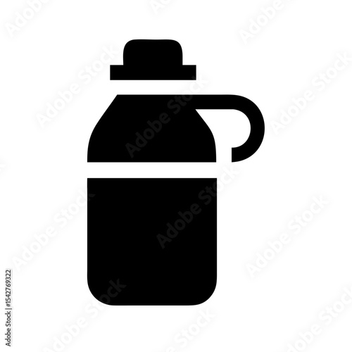 Minimal black water bottle clipart for hydration and sustainability concepts
