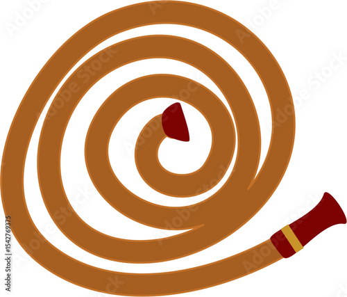 Coiled Brown Hose, Spiral Design, Fire Hose, Garden Hose