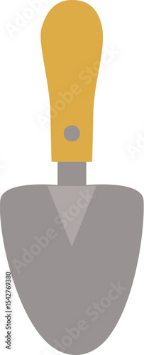 Flat Icon of a Gardening Trowel with Yellow Handle