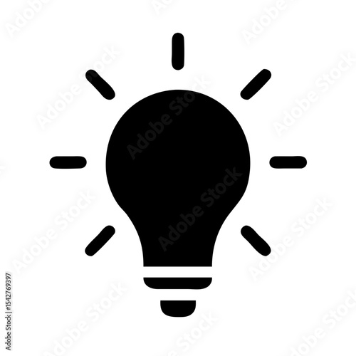 Black minimal light bulb clipart design ideal for innovation and creativity