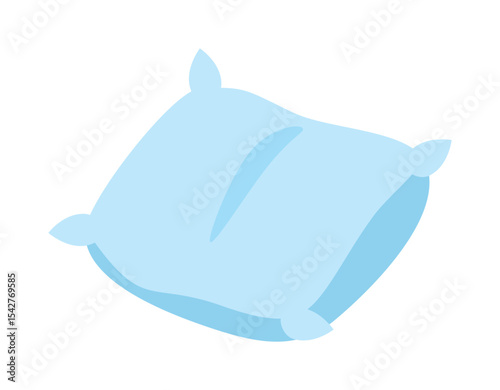 Illustration of a light blue soft pillow on a white background