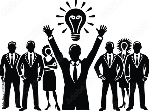 Bright business people with an innovative lightbulb idea concept