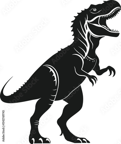 Detailed Tyrannosaurus Rex Silhouette Roaring in Aggressive Pose