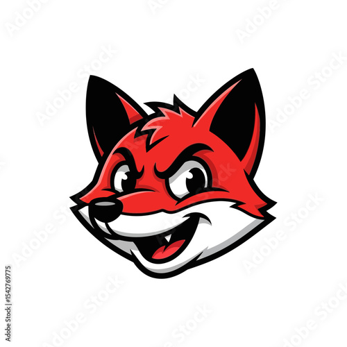 Vector Cartoon Animal Mascot SVG Illustration Featuring Bold Red Fox Head in Modern Flat Style for Sports or Gaming Branding