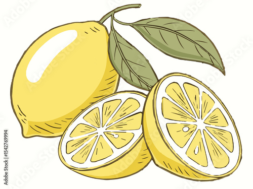 Fresh yellow and green citrus fruits, including whole and sliced lemons and limes, isolated on white