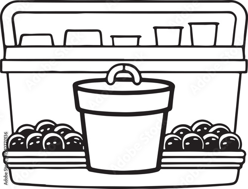 Vector illustration of a kitchen stove with food and drink icons, a set design for cooking art