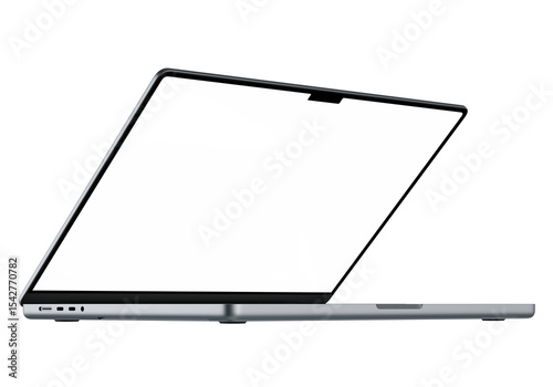 Isolated laptop with white blank screen mockup without background. 4K 8K  high resolution
