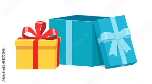 Illustration of Gift Boxes with Ribbons, Present for Celebration and Decoration