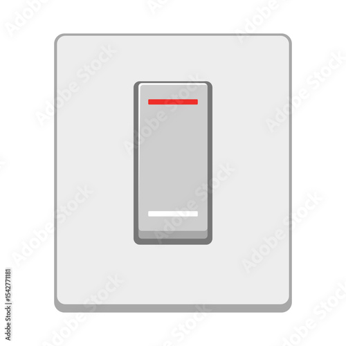 Isolated Light Switch on a White Wall, Minimalist Design with Grey Toggle